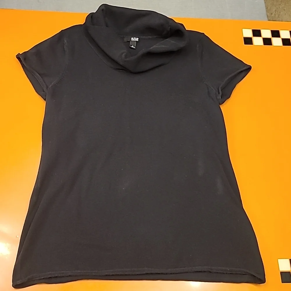 a.n.a. Women's Black Short Sleeved Turtleneck Sweater, Size XL - Picture 1 of 4
